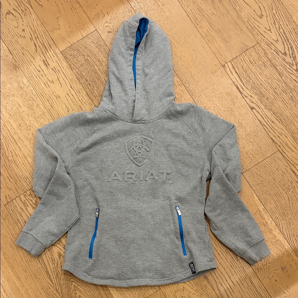 Ariat Kids Gray Hoodie with Blue Accents
